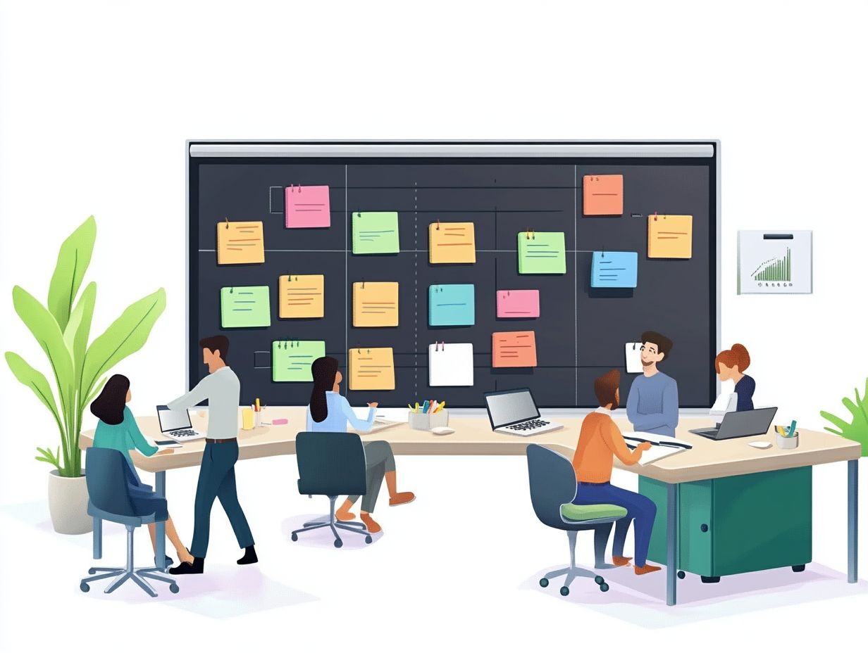 A visual tool for project management showing Kanban board integration.