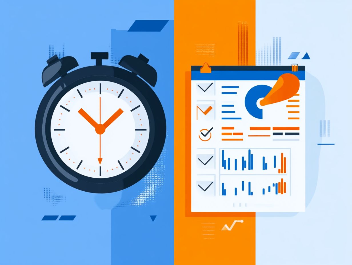 A visual comparison showing the difference between time tracking and task tracking.